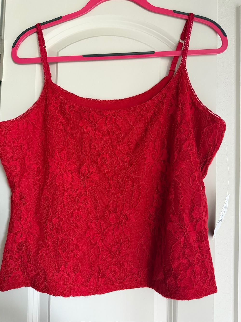 White House Black Market Red Lace Camisole Tank Top - Women